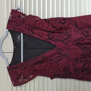 Lulus Burgundy Lace Ruffle Dress